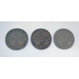 THREE WILLIAM III SIXPENCES WITH 1696,