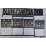 8 UK PROOF COIN SETS WITH 1990, 1991 & 1994-1999,
