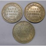 THREE 1811 GEORGE III THREE SHILLINGS COINS