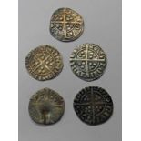 FIVE EDWARD I/EDWARD II SILVER PENNIES