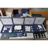 LARGE SELECTION OF SILVER PROOF COINS, PART SETS, VARIOUS CASED, LOOSE, ETC,