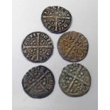 FIVE EDWARD I/EDWARD II SILVER PENNIES