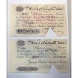 TWO WISBECH & LINCOLNSHIRE BANK PROVINCIAL BANKNOTES WITH £5 NO.