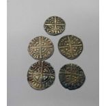 FIVE EDWARD I/EDWARD II SILVER PENNIES