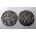 1723 GEORGE I SHILLING SSC AND 1758 GEORGE II SHILLING