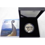2017 UK 1000TH ANNIVERSARY OF THE CORONATION OF KING CANUTE SILVER PROOF £5, IN CASE OF ISSUE,