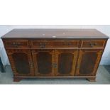 MAHOGANY CABINET WITH 3 FRIEZE DRAWERS OVER 4 PANEL DOORS 153CM LENGTH