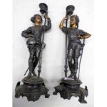 PAIR OF 19TH CENTURY STYLE SPELTER FIGURAL CANDLESTICK HOLDERS