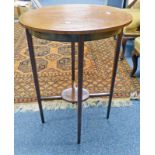 OVAL TOP MAHOGANY SIDE TABLE, INLAID DESIGN ,