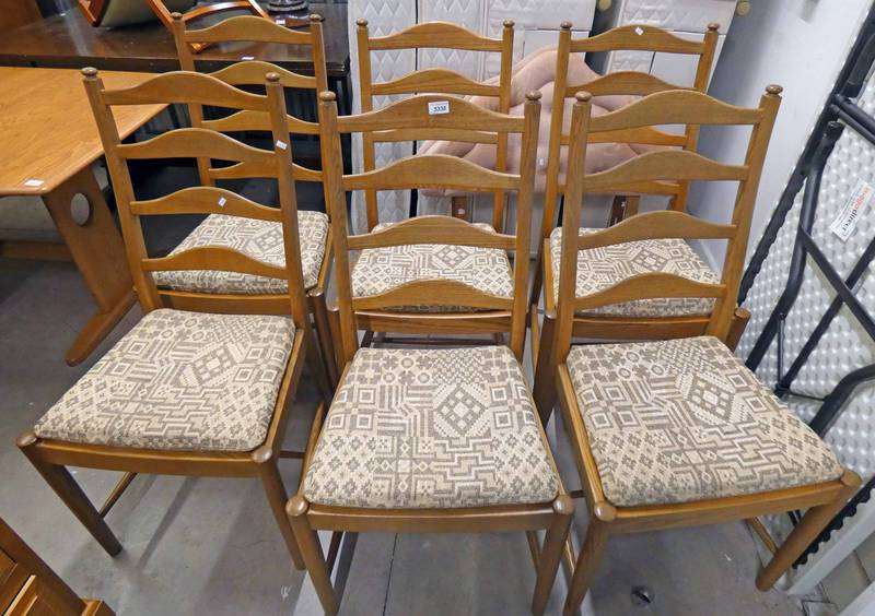 SET OF 6 ERCOL DINING CHAIRS WITH LADDER BACK & TURNED SUPPORTS