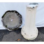 RECONSTITUTED STONE BIRD BATH & PEDESTAL