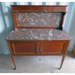 19TH CENTURY 2 DOOR, MARBLE TOP WASHSTAND,