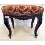 VICTORIAN MAHOGANY FOOTSTOOL ON CABRIOLE SUPPORTS