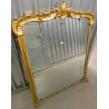 19TH CENTURY GILT FRAMED OVERMANTLE MIRROR 144CM TALL Condition Report: 145cm tall,