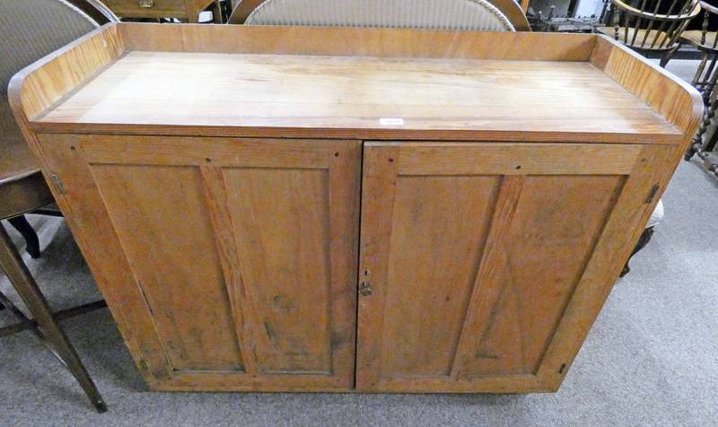 PINE CABINET WITH 2 PANEL DOORS - 89CM TALL