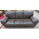 BROWN LEATHER 3 SEAT SETTEE Condition Report: 202cm long. 86cm deep. 81cm tall.