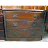 EARLY 20TH CENTURY MAHOGANY CHEST OF 3 LONG DRAWERS 83CM TALL
