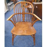 ELM WINDSOR ARMCHAIR ON TURNED SUPPORTS 92CM TALL