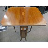 LATE 19TH CENTURY MAHOGANY DROP LEAF TABLE WITH BOXWOOD CROSS BANDING,