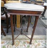 HARDWOOD FAUX BAMBOO MARBLE TOPPED TABLE