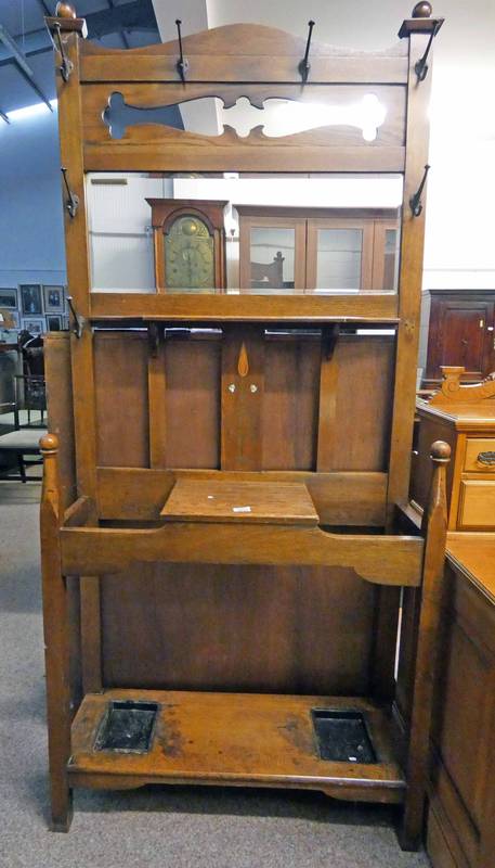 EARLY 20TH CENTURY ARTS & CRAFTS OAK HALLSTAND WITH INLAID DECORATION Condition Report: