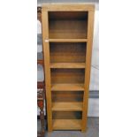 21ST CENTURY OAK OPEN BOOKCASE 180CM TALL X 60CM WIDE