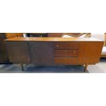 TEAK SIDEBOARD WITH 3 PANEL DOORS & 3 DRAWERS 199 CM LONG