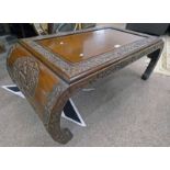 ORIENTAL CARVED HARDWOOD TABLE