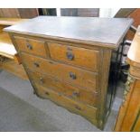 EARLY 20TH CENTURY OAK CHEST OF 2 SHORT OVER 3 LONG DRAWERS 101CM TALL