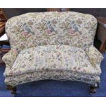 19TH CENTURY SETTEE WITH SHAPED FRONT & CABRIOLE SUPPORTS 83 CM TALL Condition Report: