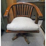 20TH CENTURY HARDWOOD SWIVEL OFFICE CHAIR Condition Report: The item has typical