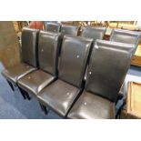 SET OF 8 BROWN LEATHER DINING CHAIRS