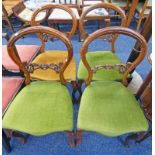 SET OF 4 19TH CENTURY WALNUT HAND CHAIRS ON CABRIOLE SUPPORTS