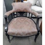 LATE 19TH CENTURY MAHOGANY TUB CHAIR ON TURNED SUPPORTS