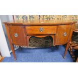 MAHOGANY SIDEBOARD WITH CENTRALLY SET DRAWER FLANKED BY 2 BOWED DOORS,