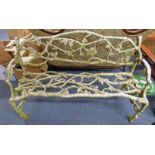 CAST IRON GARDEN BENCH WITH BRANCH DECORATION 85CM TALL X 131 CM WIDE