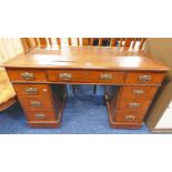 LATE 19TH CENTURY WALNUT TWIN PEDESTAL DESK WITH 9 DRAWERS Condition Report: The