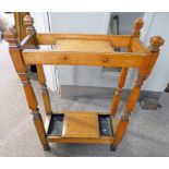 LATE 19TH CENTURY OAK STICK STAND ON SQUARE SUPPORTS - 76 CM