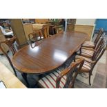 SET OF 8 MAHOGANY DINING CHAIRS AND DINING TABLE Condition Report: The table has a