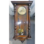 19TH CENTURY WALNUT CASED VIENNA STYLE WALL CLOCK