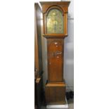 19TH CENTURY OAK CASED LONGCASE CLOCK WITH BRASS DIAL MARKED WM ROBB,