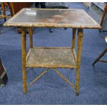 BAMBOO & LACQUER TABLE WITH UNDERSHELF