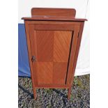 MAHOGANY SINGLE DOOR CABINET ON SQUARE SUPPORTS