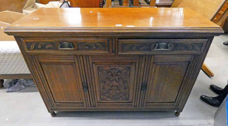 LATE 19TH CENTURY OAK SIDEBOARD WITH 2 DRAWERS OVER 3 PANEL DOORS