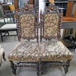 PAIR OF 19TH CENTURY OAK CHAIRS WITH CARVED DECORATION