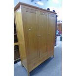 PINE WARDROBE WITH 3 PANEL DOORS OVER 3 DRAWERS