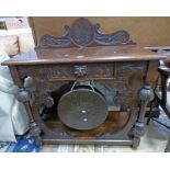 19TH CENTURY OAK HALL TABLE WITH GONG,