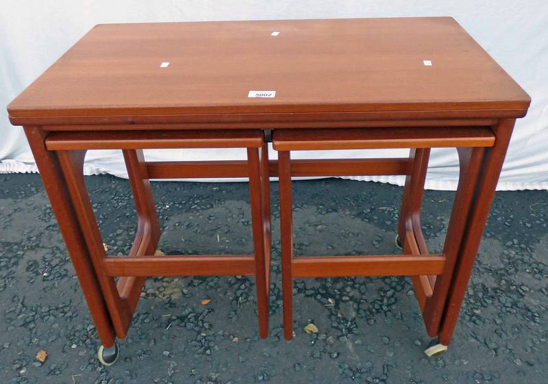 LATE 20TH CENTURY TEAK FOLD OUT CARD TABLE