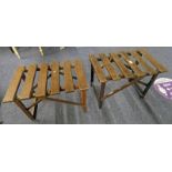 PAIR OF FOLDING OAK LUGGAGE RACKS