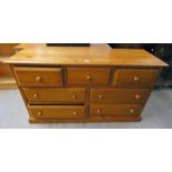 PINE CHEST OF 3 SHORT OVER 4 LONG DRAWERS 84 CM TALL X 123 CM LONG